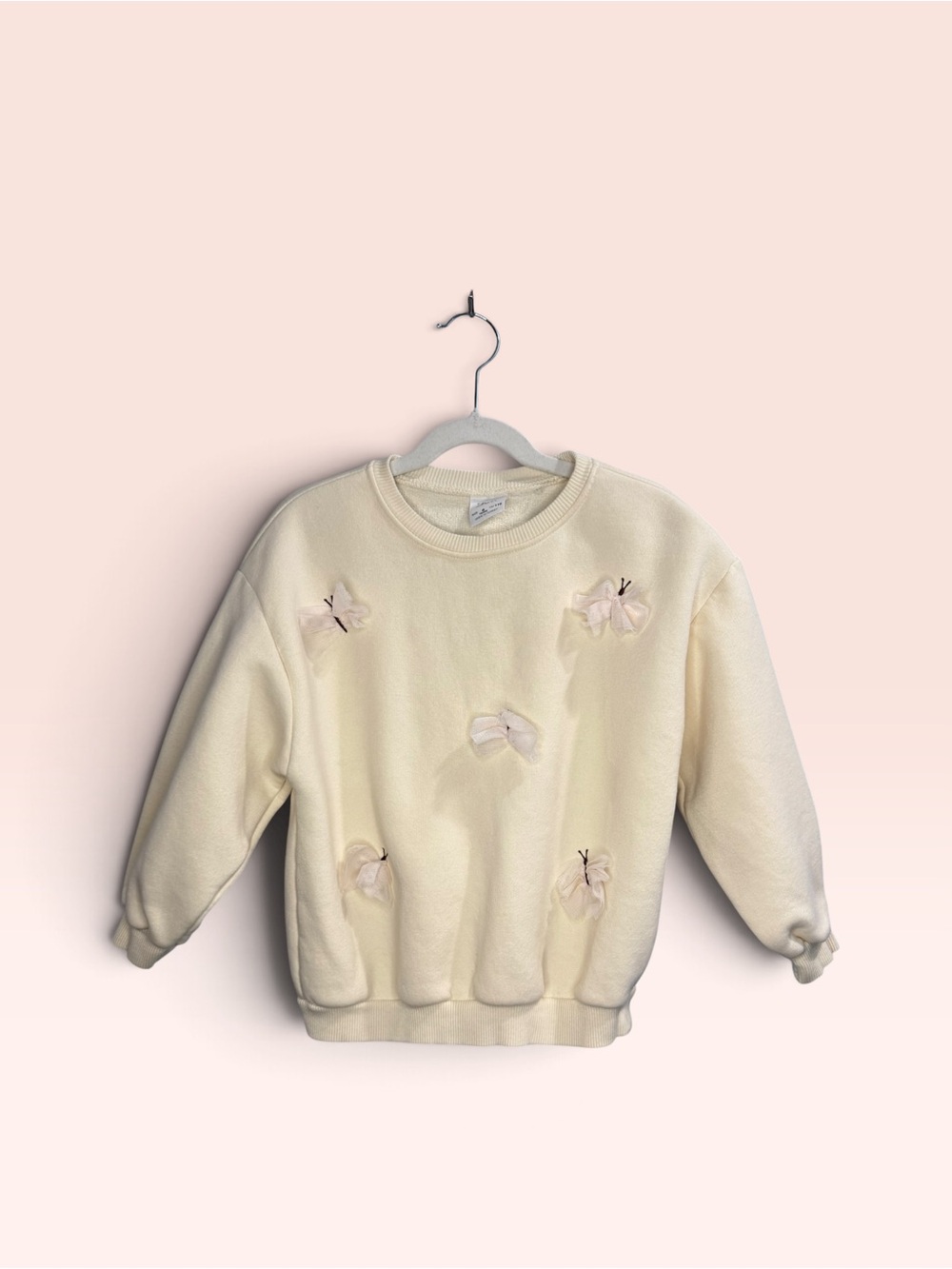 Zara Cream Sweatshirt with Butterflies Appliqués